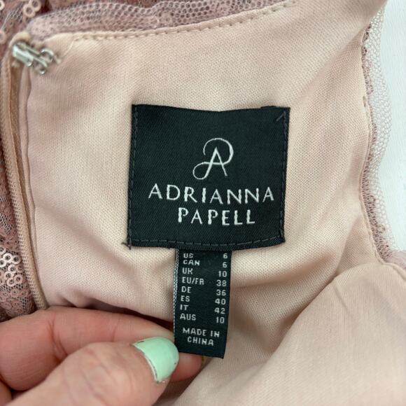 Adrianna Papell Blush Sequin Popover Sleeveless Maxi Gown 6 - Picture 4 of 11